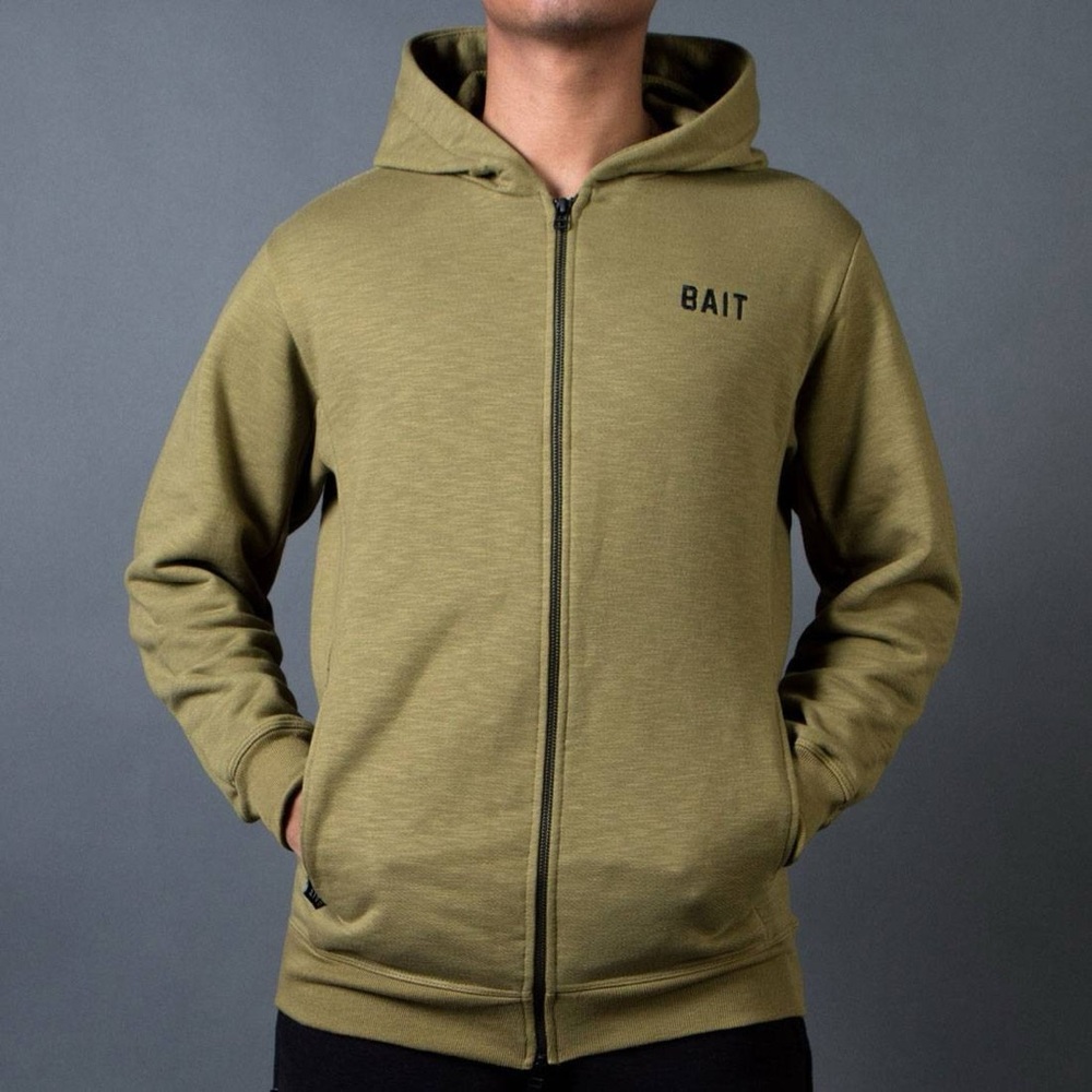 BAIT MEN FRENCH TERRY HOODY - MADE IN USA (OLIVE) 3XL